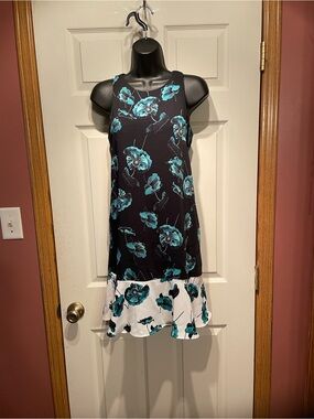Alfani Black and Teal Floral Midi Dress